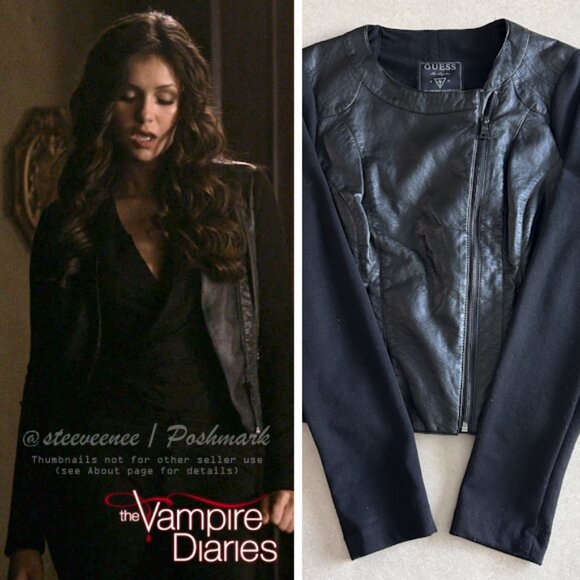 Guess Mixed Media Faux Leather Jacket ASO Katherine Pierce - Picture 2 of 11